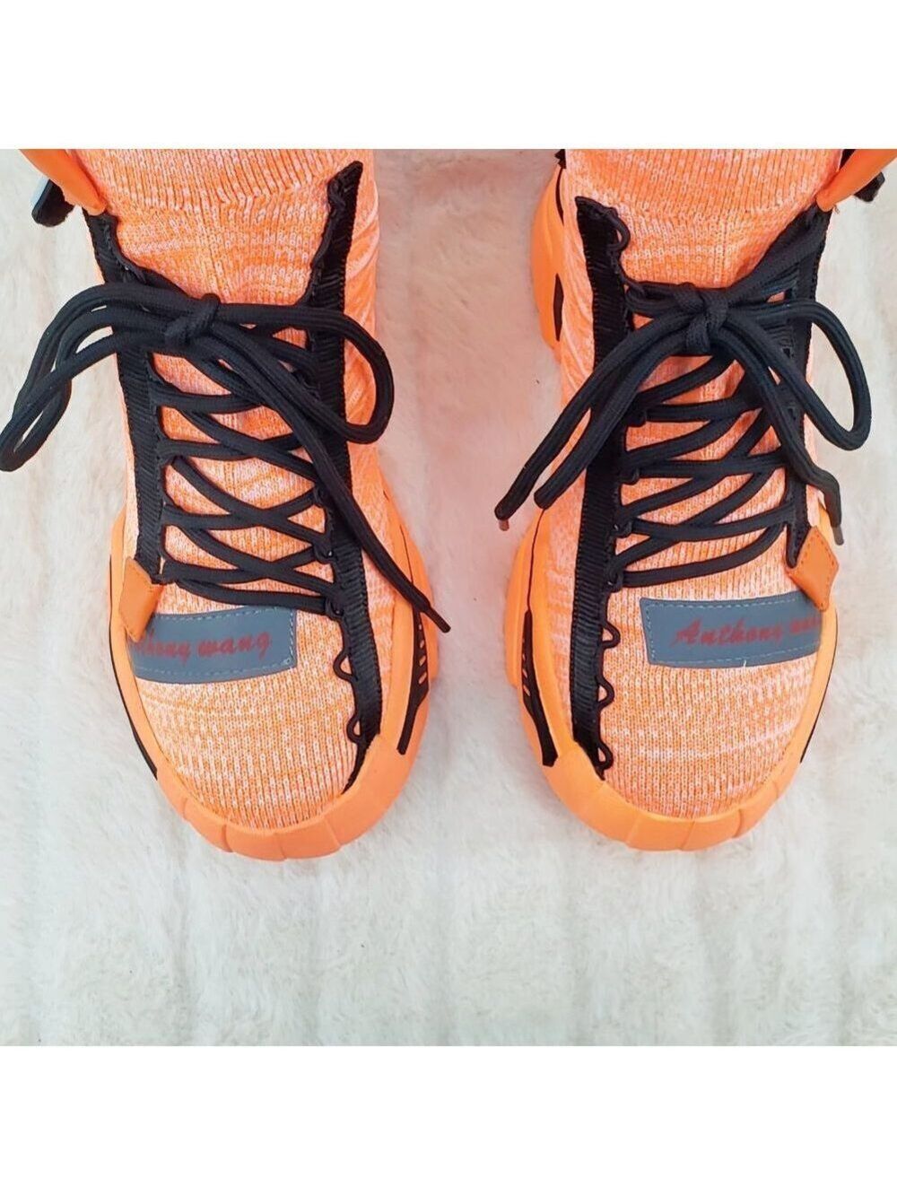 Wang Damson Pull On Platform Hidden Wedge Sock Sneakers Orange ๐ NIB - Picture 10 of 13